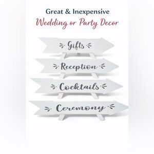Wedding White Arrow Signs Set Of 4
